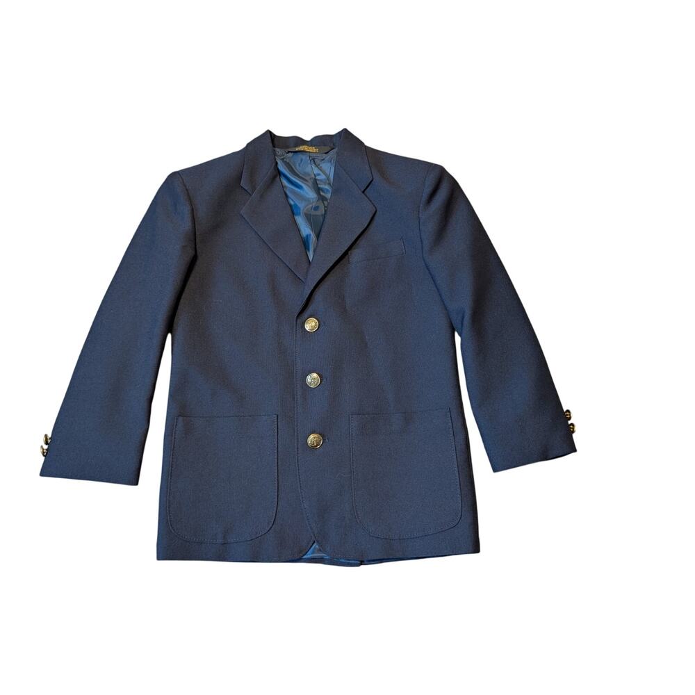 Mark Jason Classics Boys Blazer Wool Blend Gold Buttons Navy Blue Size 10 Reg